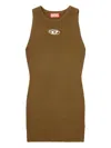 Diesel M-caddix Metallic-logo Ribbed Dress In Brown
