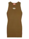 Diesel M-caddix Metallic-logo Ribbed Dress In Brown