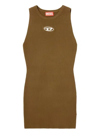 Diesel `m-caddix` Ribbed Knit Sleeveless Dress In Brown