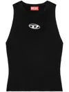 Diesel 'm-caddix' Black Top With Oval D Logo Plaque On The Front In Black