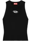 Diesel Fitted Ribbed Knit Top With Distinctive Logo In Black