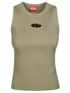 Diesel Fitted Sleeveless Top With Ribbed Texture In Gray