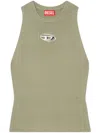 Diesel M-caddix Ribbed Logo Tank Top In Green