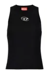 Diesel 'm-caddix' Black Top With Oval D Logo Plaque On The Front