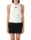 Diesel 'm-caddix' White Top With Oval D Logo Plaque On The Front In White