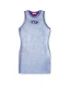 Diesel M-caddix Viscose Blend Dress With Frontal Logo In Blue