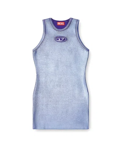 Diesel M-caddix Viscose Blend Dress With Frontal Logo In Purple