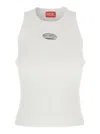 Diesel M-caddix White Top With Oval D Logo Plaque On The Front In Viscose Blend Woman