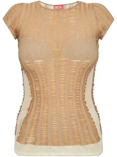 Diesel M-calai-ss T-shirt In Gold