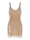 Diesel 'm-calimera' Beige Dress With Insert Design And Second Skin Effect