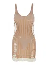 Diesel 'm-calimera' Beige Dress With Insert Design And Second Skin Effect In Multicolor