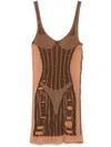 Diesel Calimera Fitted Mini Dress With Lingerie Effect In Brown