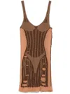 Diesel Calimera Fitted Mini Dress With Lingerie Effect In Brown