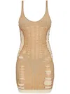 Diesel 'm-calimera' Beige Dress With Insert Design And Second Skin Effect In Neutrals