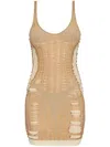 Diesel 'm-calimera' Beige Dress With Insert Design And Second Skin Effect