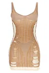 Diesel 'm-calimera' Beige Dress With Insert Design And Second Skin Effect In Neutral