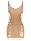 Diesel 'm-calimera' Beige Dress With Insert Design And Second Skin Effect In Brown