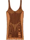 Diesel Calimera Fitted Mini Dress With Lingerie Effect In Brown