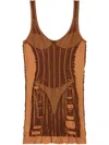 Diesel Calimera Fitted Mini Dress With Lingerie Effect In Brown