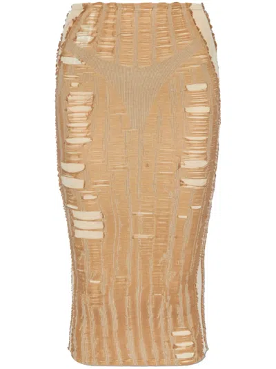 Diesel Seamless Midi Skirt With Lingerie Illusion In Multicolor