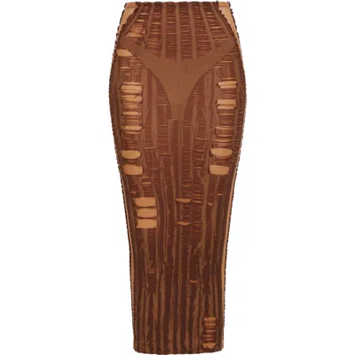 Diesel ® M-calina Trompe L'oeil Midi Skirt In Wood