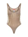 Diesel Beige M-calipso-body Seamless Bodysuit In Brown