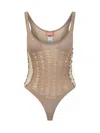 Diesel Beige M-calipso-body Seamless Bodysuit In Brown