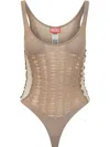 Diesel Beige M-calipso-body Seamless Bodysuit In Neutrals