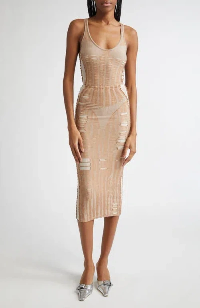 Diesel ® M-calipso Trompe L'oeil Bodysuit In Beige