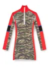 Diesel Ribbed Texture Camouflage Pattern Long Sleeves Dress In Multi