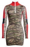 Diesel Ribbed Texture Camouflage Pattern Long Sleeves Dress In Gray