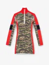 Diesel Ribbed Texture Camouflage Pattern Long Sleeves Dress In Green