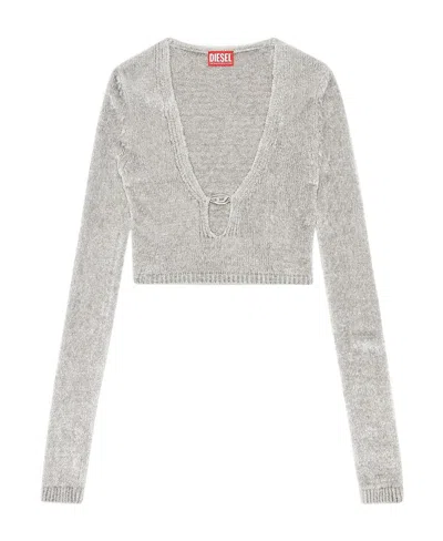 Diesel M-cheryl Chenille Jumper In Gray
