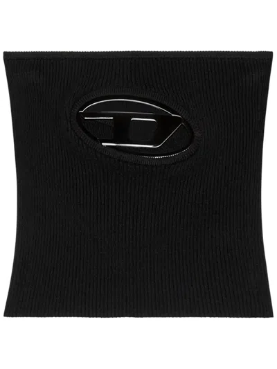 Diesel M-clarksville-a Logo-plaque Bandeau Top In Black