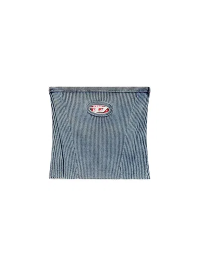 Diesel M-clacksvillex Ribbed Knit Strapless Top In Blue