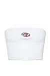 Diesel Ribbed Tube Top With Stylish Logo Plaque In White