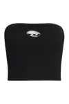 Diesel Ribbed Viscose Cropped Top M-clarksvillex In Black