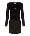 Diesel Black U Neck Dress With D-logo In Black
