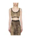 Diesel M-deidra Bleached-effect Crop Top In Brown