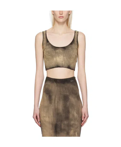 Diesel M-deidra Bleached-effect Crop Top In Brown