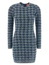 Diesel Women Light Blue Houndstooth Denim M-halma Minidress In Blue