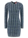 Diesel Women Light Blue Houndstooth Denim M-halma Minidress In Blue