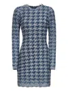 Diesel Women Light Blue Houndstooth Denim M-halma Minidress In Blue