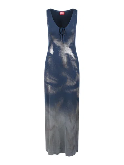Diesel M-idelle Long Ribbed Dress In Blue