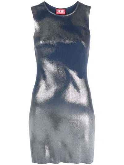 DIESEL `M-IDONY` SHORT KNIT DRESS WITH METALLIC EFFECTS