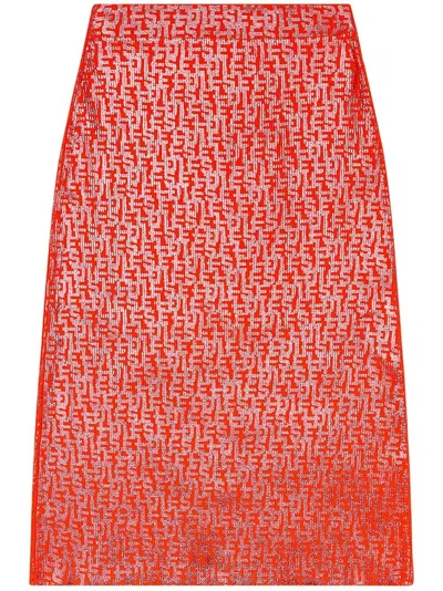 Diesel M-ikaria Monogram-print Knitted Midi Skirt In 45c