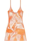 Diesel Knitted Dress With Metallic Accent In Orange