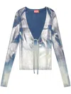 Diesel M-isolde Faded Cardigan In Blue