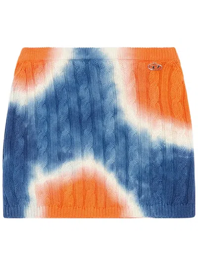 Diesel Minigonna Tie-dye Con Lavorazione A Trecce In Multicolor