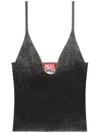 Diesel M-laila Camisole In Faded Ribbed Knit In Black